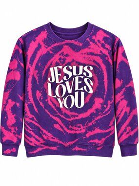 Jesus Loves You Custom Tie Dye Christian Upcycled Sweatshirt